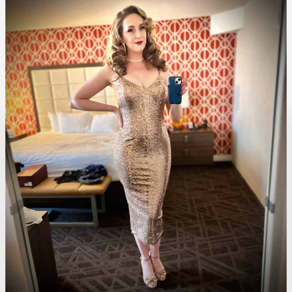 Vixen by Micheline Pitt Champagne Glitz & Glamour Gown (small)